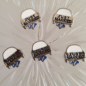 𝅺Just Married Car Floating Charm for Picture Locket